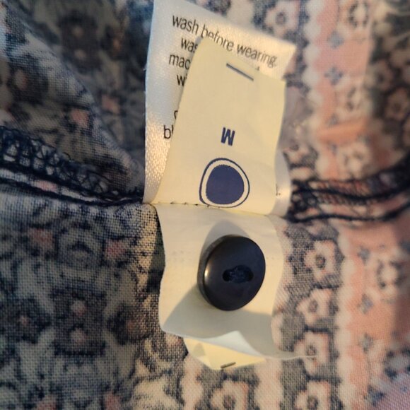 MISSES SONOMA GOOD FOR LIFE BOTTOM RUFFLE HEM DRESS DARK BLUE FLORAL SZ MEDIUM - Picture 8 of 12